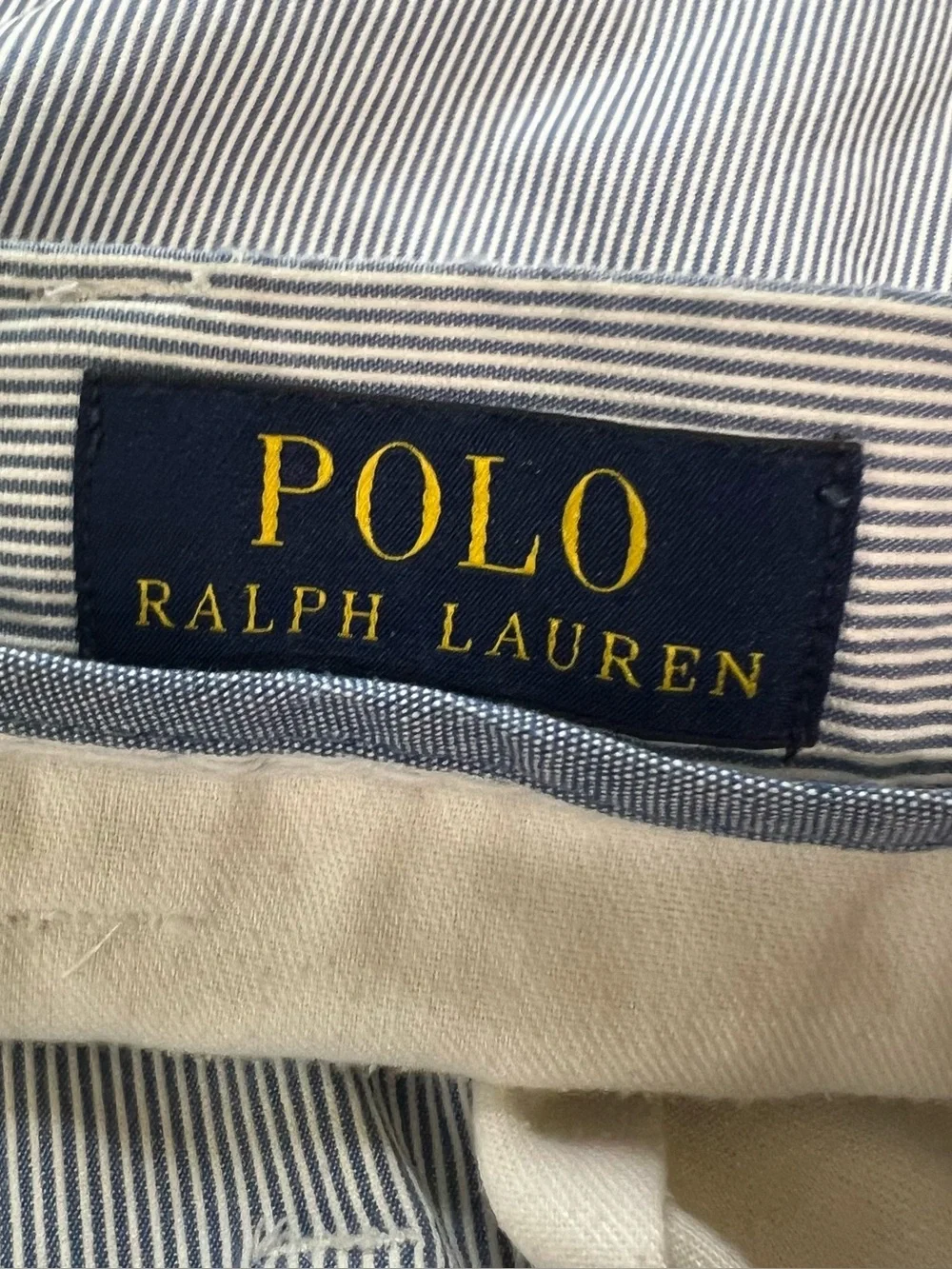 Polo Ralph Lauren All Over Pony Logo Print Seersucker Shorts Mens 36 Blue